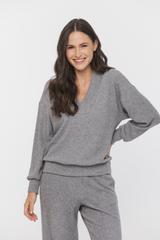 Szara bluzka z ciepłej prążkowanej dzianiny