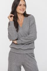 Szara bluzka z ciepłej prążkowanej dzianiny