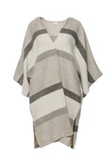 Szara narzutka z szerokimi rękawami z dodatkiem wełny