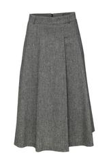 Szara spódnica z zakładkami i kieszeniami