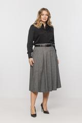 Szara spódnica z zakładkami i kieszeniami