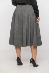 Szara spódnica z zakładkami i kieszeniami