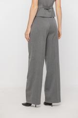 Szare garniturowe spodnie ze szlufkami i kieszeniami