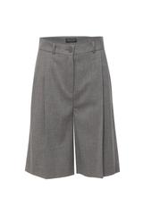 Szare garniturowe szorty z zakładkami w talii