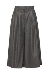 Szare kuloty z szeroką nogawką i zakładkami