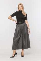 Szare kuloty z szeroką nogawką i zakładkami