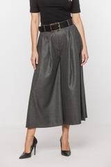 Szare kuloty z szeroką nogawką i zakładkami