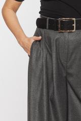 Szare kuloty z szeroką nogawką i zakładkami