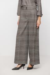 Szare luźne spodnie w brązową kratkę