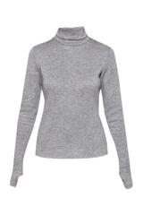 Szary golf z ciepłej dzianiny z rękawem typu rękawiczka