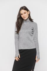 Szary golf z ciepłej dzianiny z rękawem typu rękawiczka