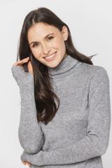 Szary golf z ciepłej dzianiny z rękawem typu rękawiczka