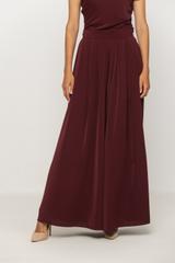Szerokie bordowe spodnie palazzo z zakładkami