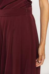 Szerokie bordowe spodnie palazzo z zakładkami
