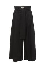 Szerokie czarne spodnie z bawełną o długości 7/8