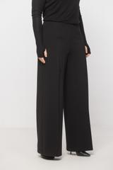 Szerokie czarne spodnie z dzianiny wiskozowej