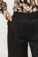 Szerokie czarne spodnie z zakładkami i zapięciem z boku