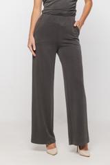 Szerokie grafitowe spodnie dzianinowe z wygodną gumką