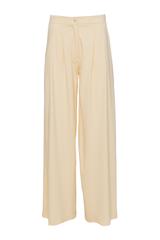 Szerokie letnie spodnie z żółtej miękkiej dzianiny