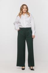 Szerokie spodnie w kant w kolorze butelkowej zieleni
