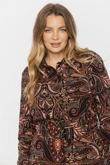 Szmizjerka czarna midi w kwiatowy wzór