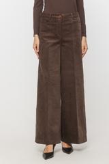 Sztruksowe brązowe spodnie z szerokimi nogawkami