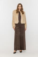 Sztruksowe brązowe spodnie z szerokimi nogawkami