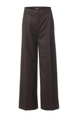 Szykowne ciemnobrązowe spodnie z szerokimi nogawkami