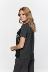 T-shirt khaki z grafiką wilka
