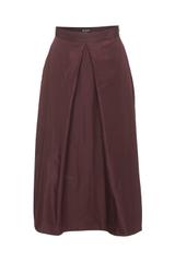 Taftowa spódnica z kontrafałdą w kolorze burgundowym
