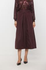 Taftowa spódnica z kontrafałdą w kolorze burgundowym