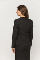 Taliowany czarny żakiet  bez kołnierza w nowoczesnym stylu