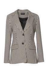 Taliowany żakiet w pepitkę z eleganckimi patkami