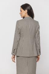 Taliowany żakiet w pepitkę z eleganckimi patkami