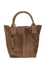 Torebka typu shopper z naturalnej skóry zamszowej