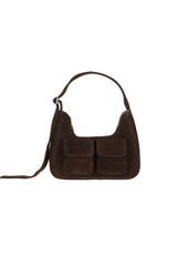 Mała stylowa torebka z brązowego zamszu