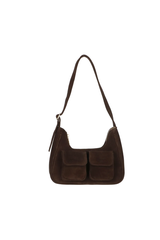 Mała stylowa torebka z brązowego zamszu