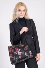 Elegancka torebka kuferkowa w kwiatowy wzór z efektem haftu