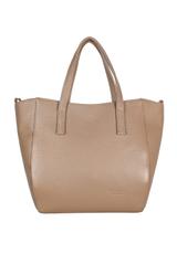 Duża skórzana beżowa torba na co dzień