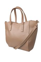 Duża skórzana beżowa torba na co dzień