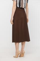 Trapezowa spódnica midi z brązowej dzianiny