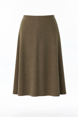 Trapezowa spódnica midi z ciemnozielonej dzianiny