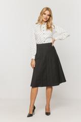 Trapezowa grafitowa spódnica za kolano z wełną