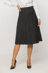 Trapezowa grafitowa spódnica za kolano z wełną