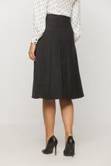 Trapezowa grafitowa spódnica za kolano z wełną