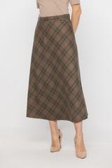 Trapezowa spódnica midi z tkaniny w kratę