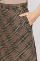 Trapezowa spódnica midi z tkaniny w kratę