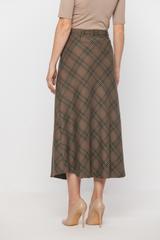 Trapezowa spódnica midi z tkaniny w kratę