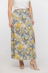 Trapezowa wzorzysta spódnica z rozcięciem z przodu