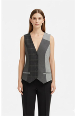 Unikalna garniturowa kamizelka z łączonych tkanin